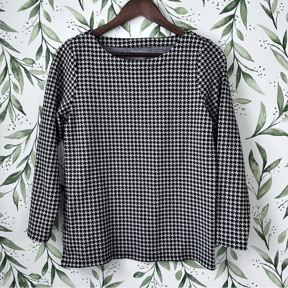 Talbots Black and White Houndstooth Sweater. Medium Petite. - Picture 2 of 9